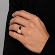 Men's Rose Gold Black Onyx Ring with CZ Diamonds in 925 Sterling Silver