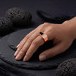 Rose Gold Black Onyx CZ 925 Sterling Silver Ring for Men