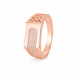 Men's Rose Gold Finish Rectangular CZ Diamond Ring in 925 Sterling Silver