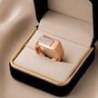 Men's Rose Gold Finish Rectangular CZ Diamond Ring in 925 Sterling Silver