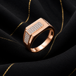 Men's Rose Gold Finish Rectangular CZ Diamond Ring in 925 Sterling Silver
