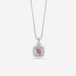 Square Shape Pink Stone 925 Silver Pendant Necklace for Women
