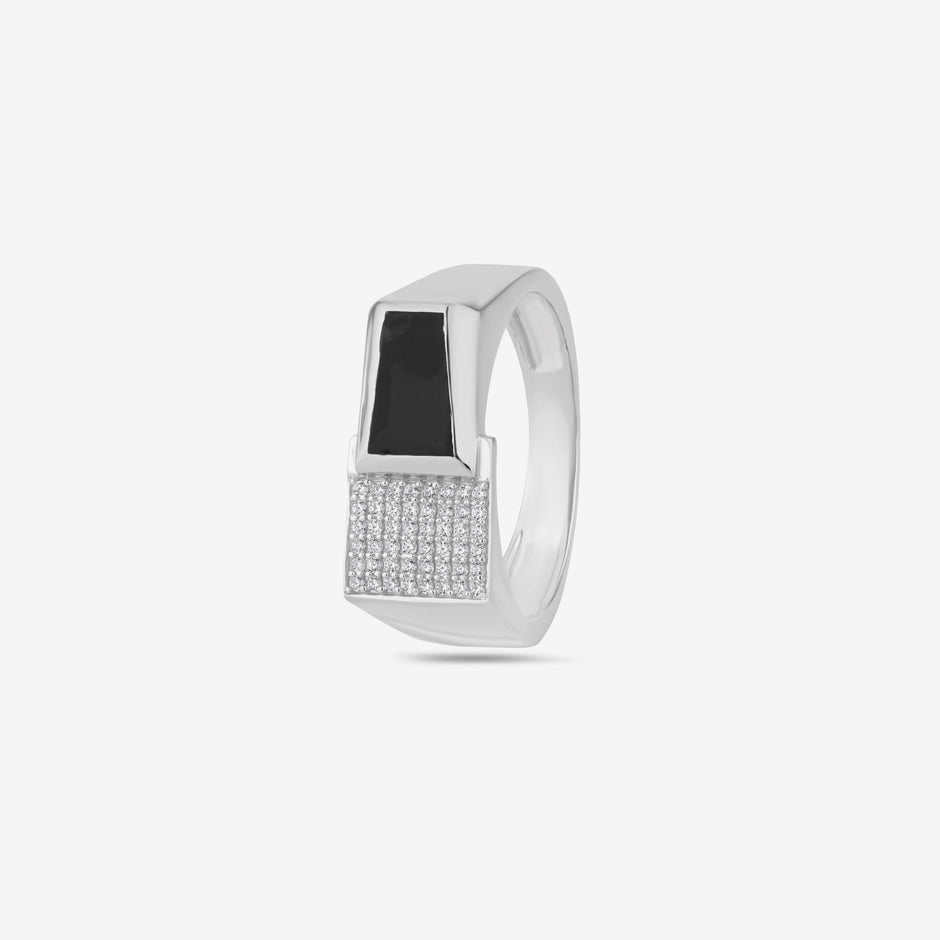 Square Top Micro Pavé CZ 925 Sterling Silver Ring for men