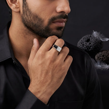 Square Top Micro Pavé CZ 925 Sterling Silver Ring for men