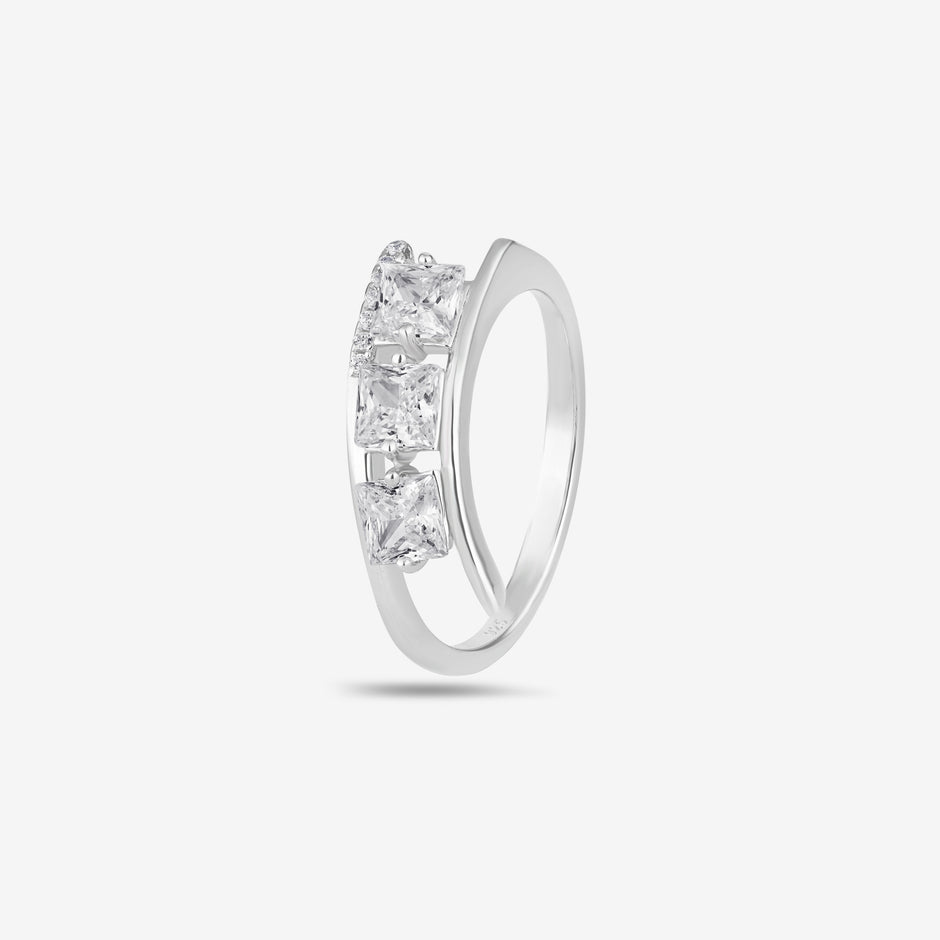 Triple Princess Cut CZ Diamond Ring