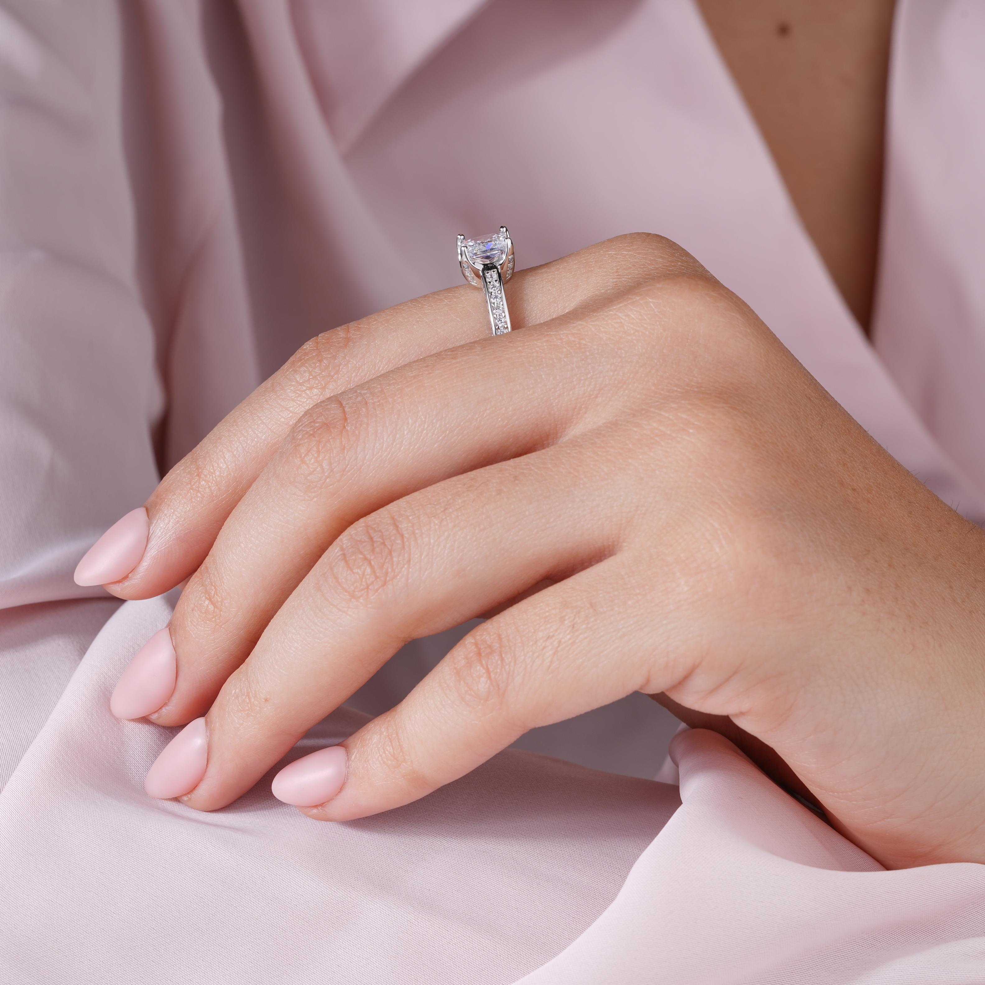 Princess Cut Solitaire Silver Ring