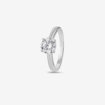 Classic Round Solitaire Silver Ring
