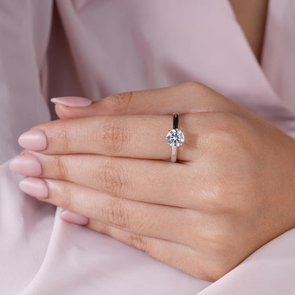 Classic Round Solitaire Silver Ring