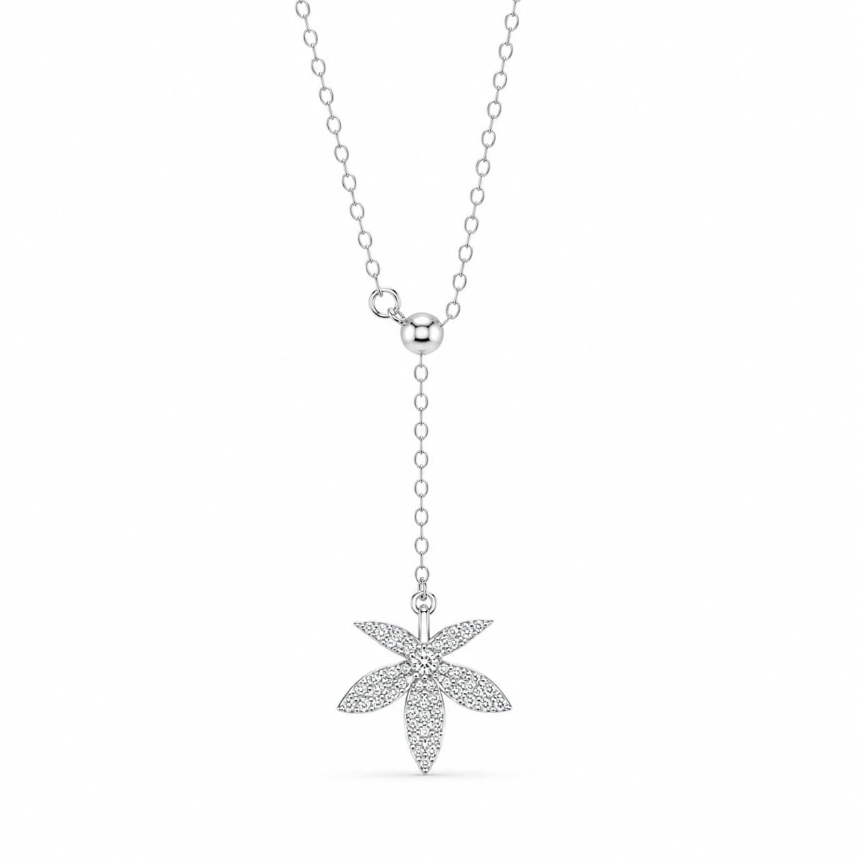 Star Flower Diamond 925 Sterling Silver Pendant Chain for Women