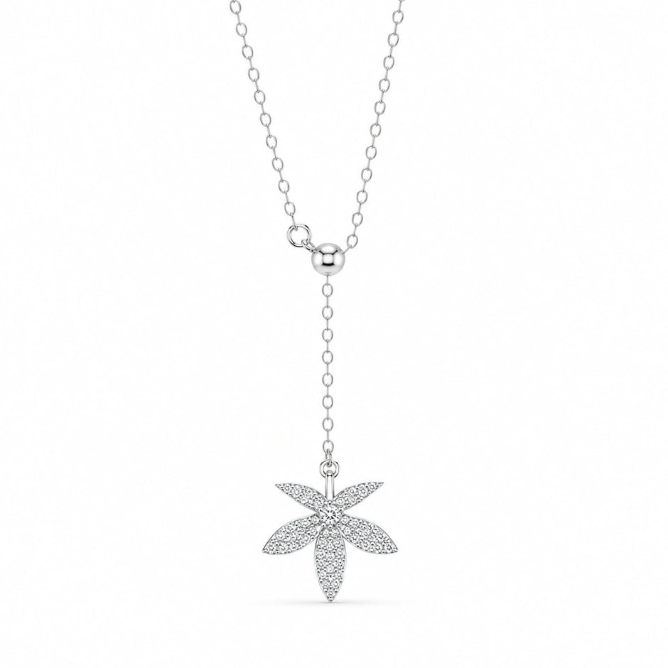 Star Flower Diamond 925 Sterling Silver Pendant Chain for Women