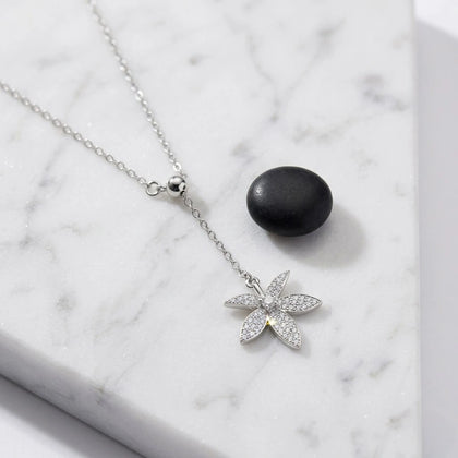 Star Flower Diamond 925 Sterling Silver Pendant Chain for Women