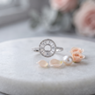 925 Sterling Silver Round Halo Semi-Mount Ring with Baguette CZ Halo Design