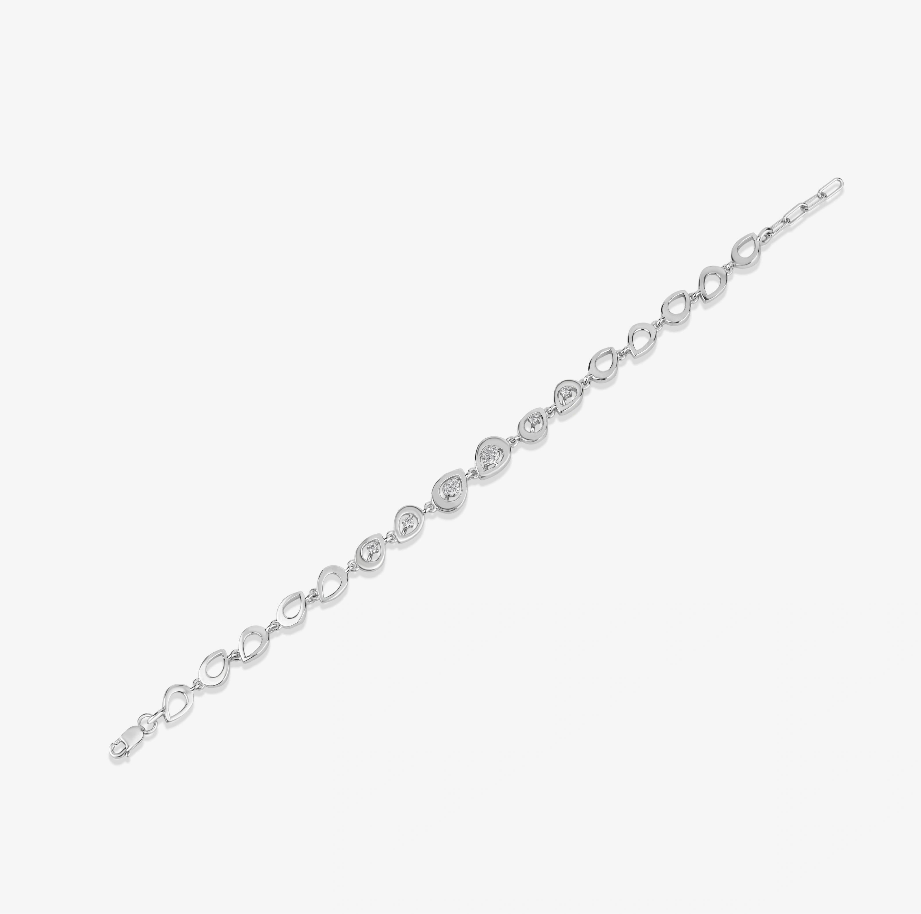 Teardrop Diamond Adjustable Silver Bracelet for Women