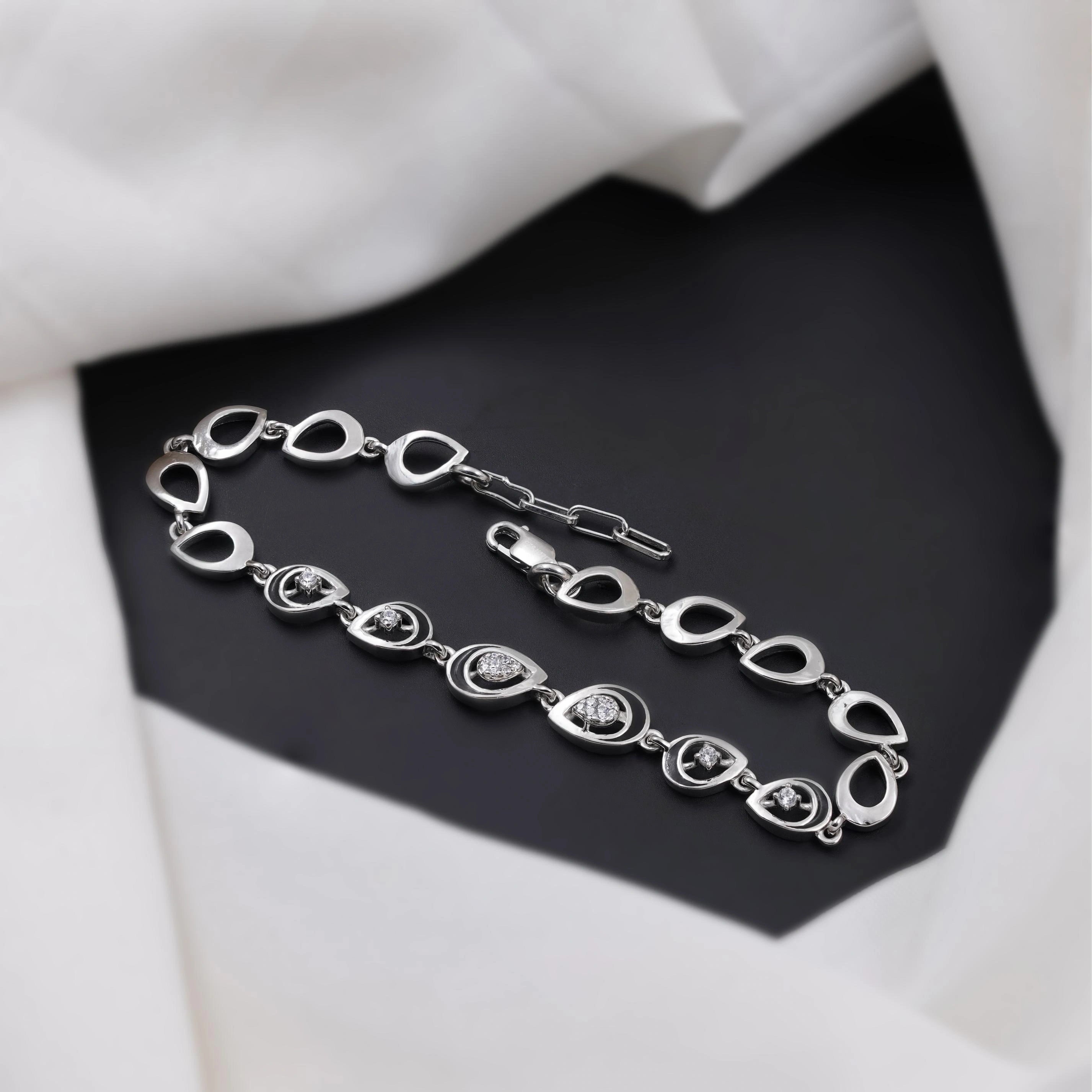 Teardrop Diamond Adjustable Silver Bracelet for Women
