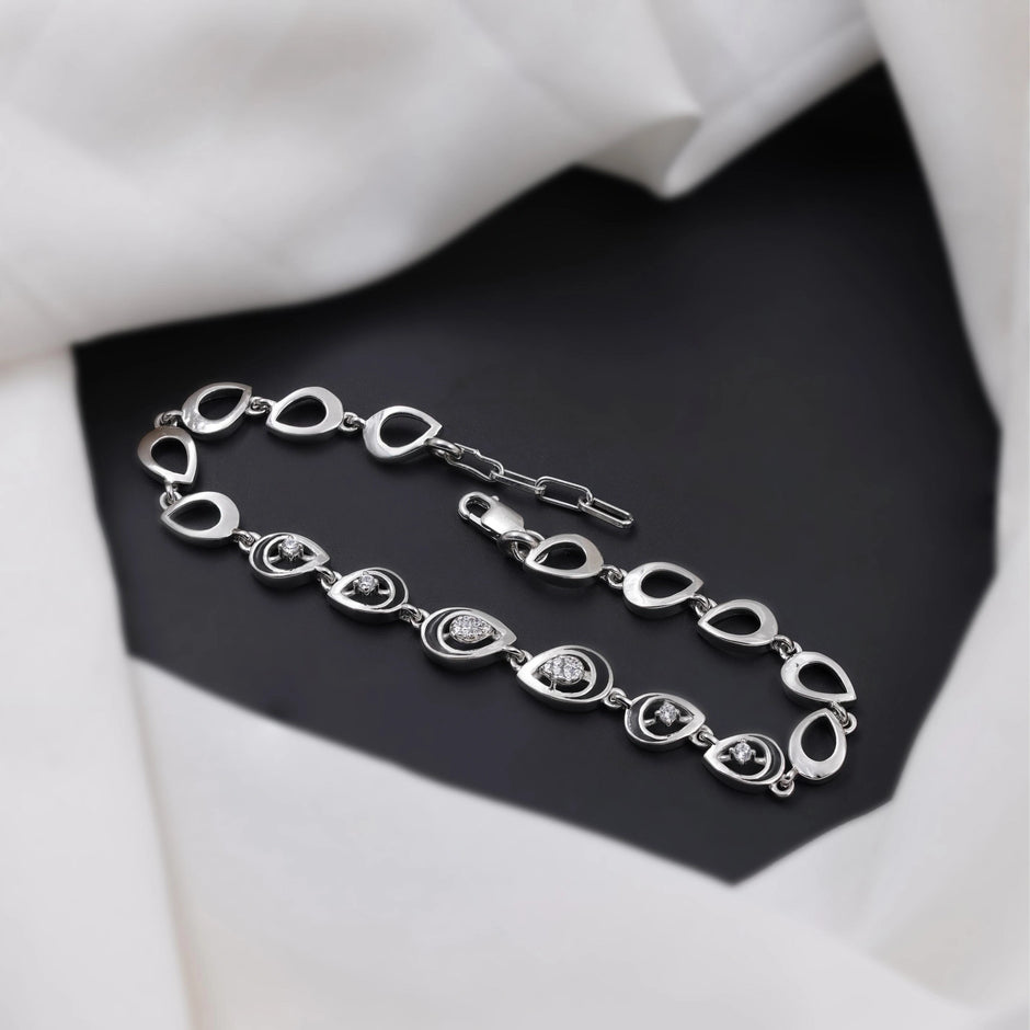 Teardrop Diamond Adjustable Silver Bracelet for Women