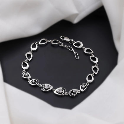 Teardrop Diamond Adjustable Silver Bracelet for Women