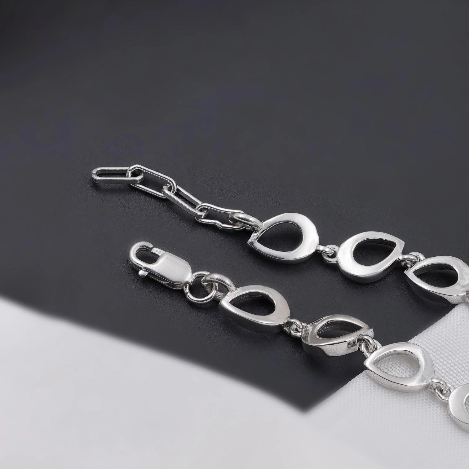 Teardrop Diamond Adjustable Silver Bracelet for Women