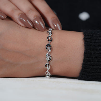 Teardrop Diamond Adjustable Silver Bracelet for Women