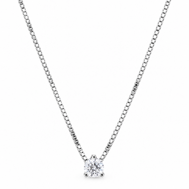 Silver Round Solitaire Drop Pendant with Box Chain