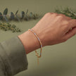 Tri-Tone Beaded Link Design 925 Sterling Silver Bracelet for Women