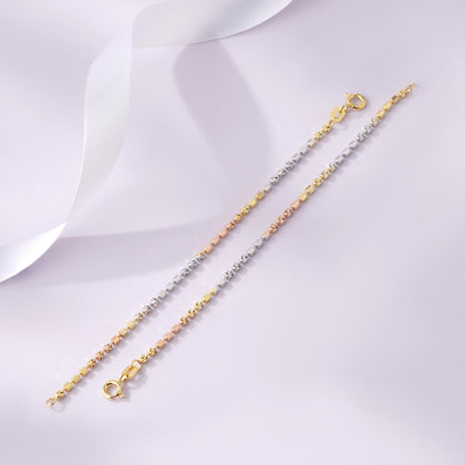 Tri-Tone Cube 925 Sterling Silver Kid's Bracelet