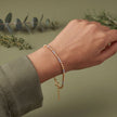 Tri-Tone Beaded Link Design 925 Sterling Silver Bracelet for Women
