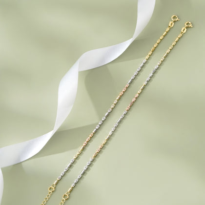 Tri-Tone Cube 925 Sterling Silver Kid's Bracelet