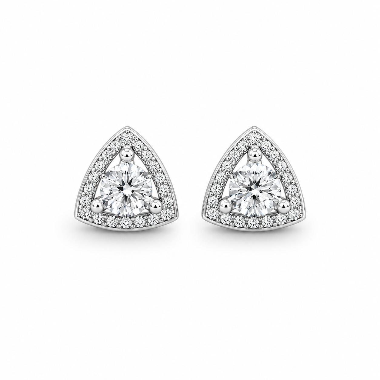 Triangle Halo CZ Diamond 925 Sterling Silver Stud Earrings for Women