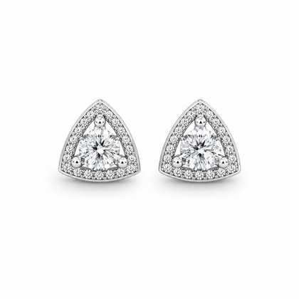 Triangle Halo CZ Diamond 925 Sterling Silver Stud Earrings for Women