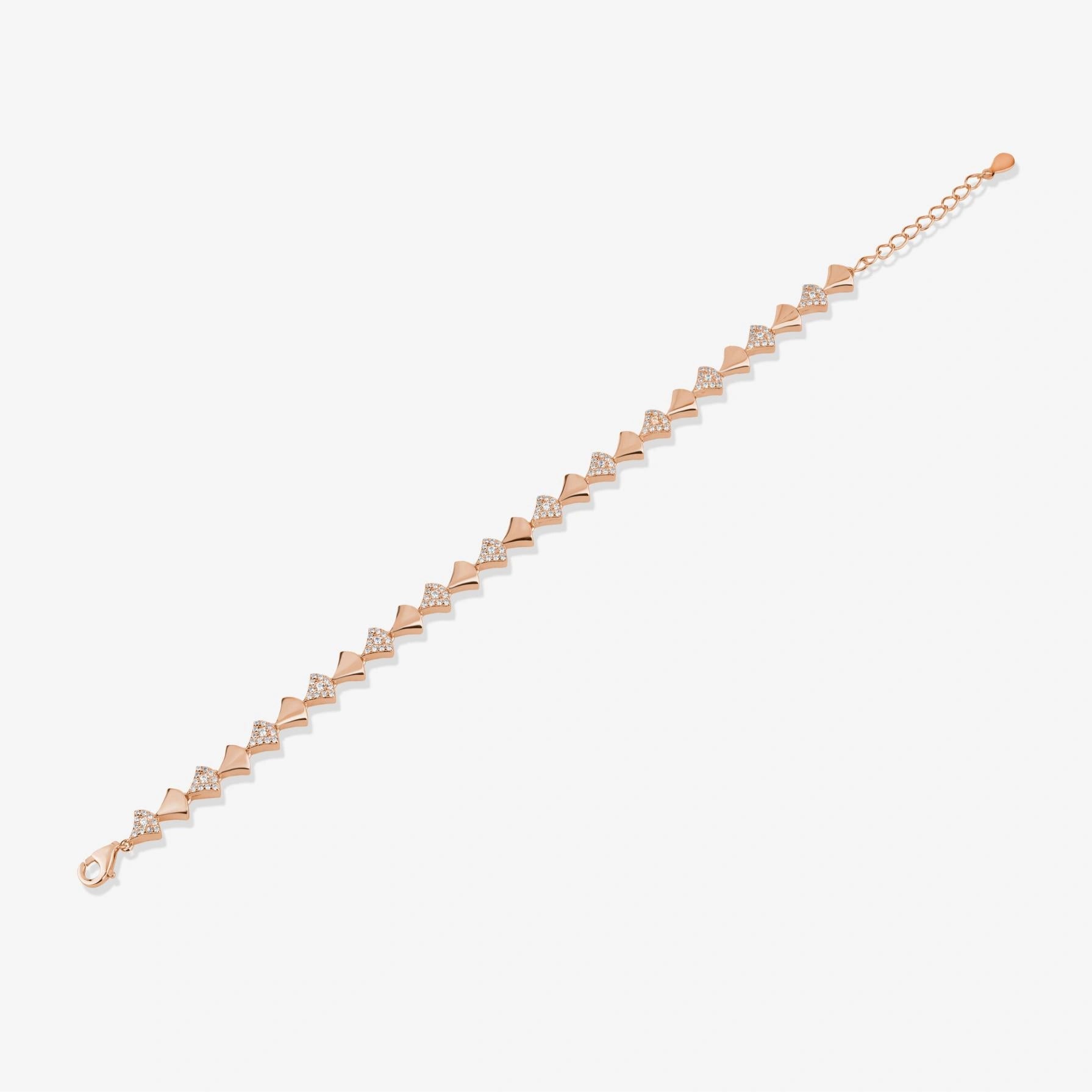 Triangle Shape Diamond CZ Rose Gold Bracelet for Women