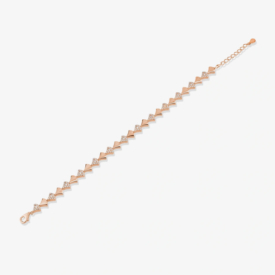 Triangle Shape Diamond CZ Rose Gold Bracelet for Women