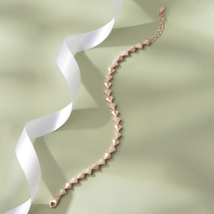 Triangle Shape Diamond CZ Rose Gold Bracelet for Women