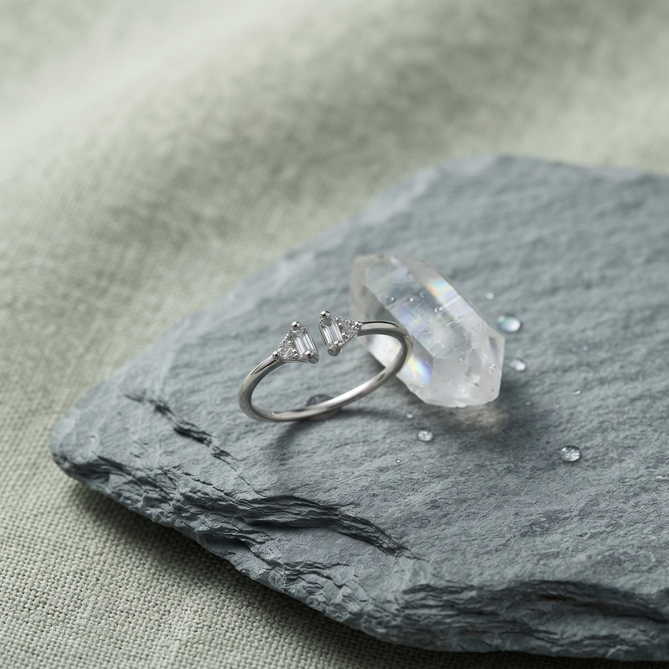 Triangle CZ Open Ring in 925 Sterling Silver for Women