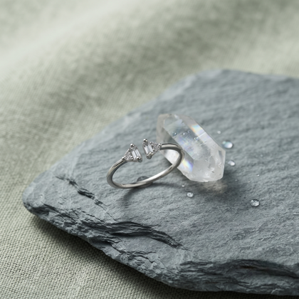 Triangle CZ Open Ring in 925 Sterling Silver for Women