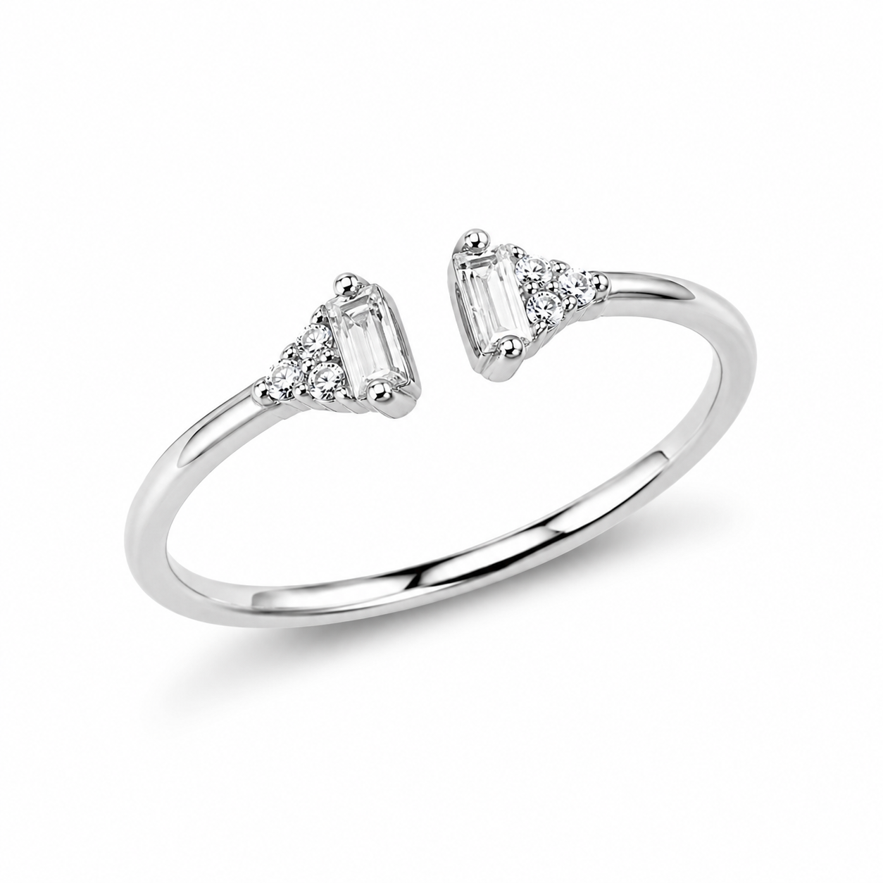 Triangle CZ Open Ring in 925 Sterling Silver for Women
