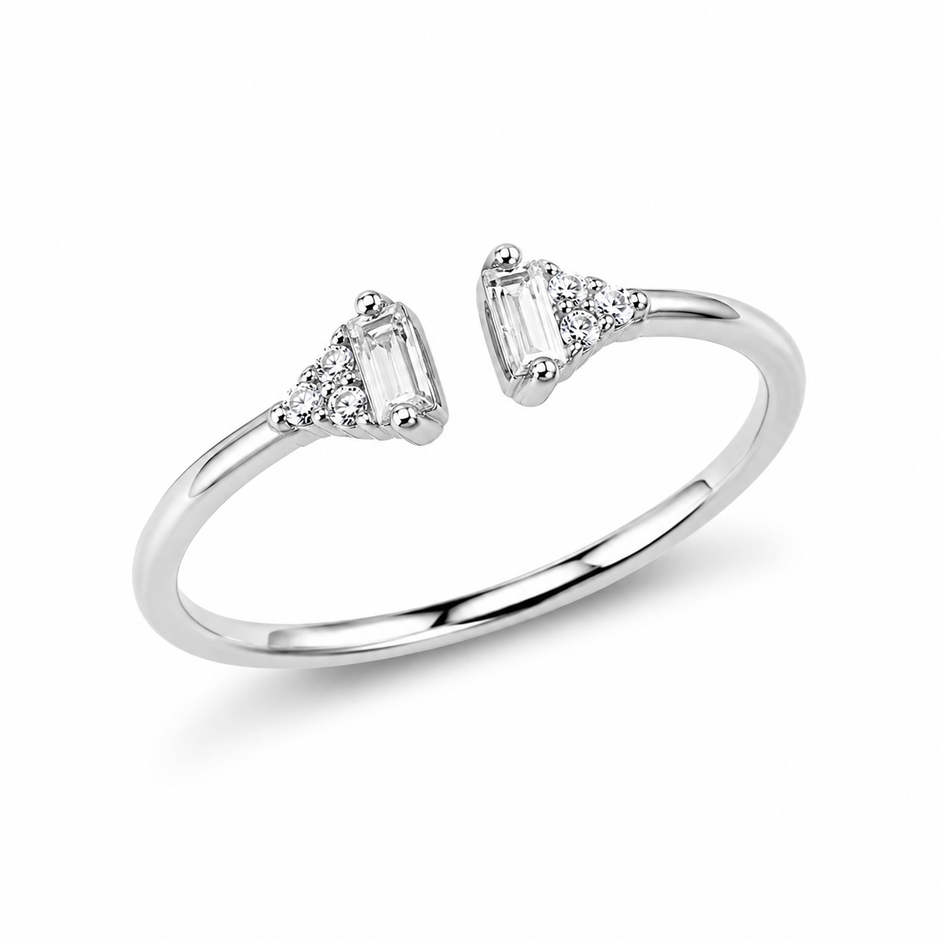 Triangle CZ Open Ring in 925 Sterling Silver for Women
