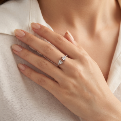 Triangle CZ Open Ring in 925 Sterling Silver for Women