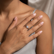 925 Sterling Silver Adjustable Open Ring with Trillion CZ Solitaire