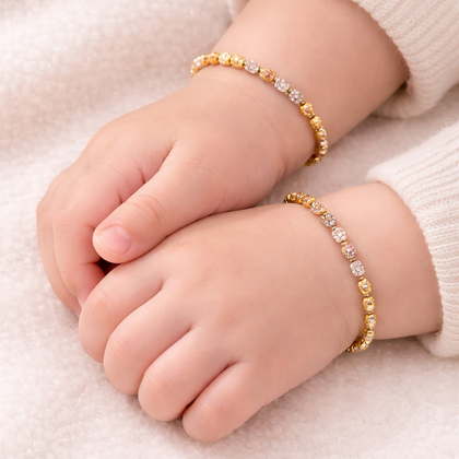 Trinity Tone Interlink Design 925 Sterling Silver Kid's Bracelet