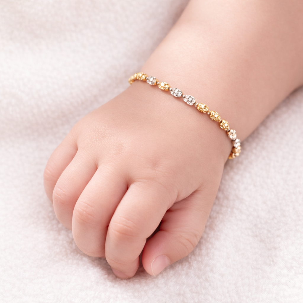 Trinity Tone Interlink Design 925 Sterling Silver Kid's Bracelet