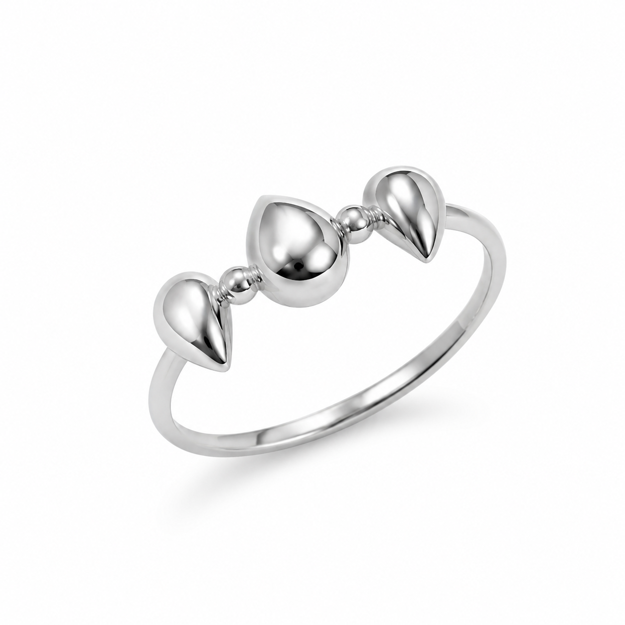 925 Sterling Silver Open Ring with Three Trillion-Cut Clear CZ Stones.