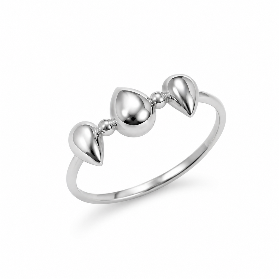 925 Sterling Silver Open Ring with Three Trillion-Cut Clear CZ Stones.