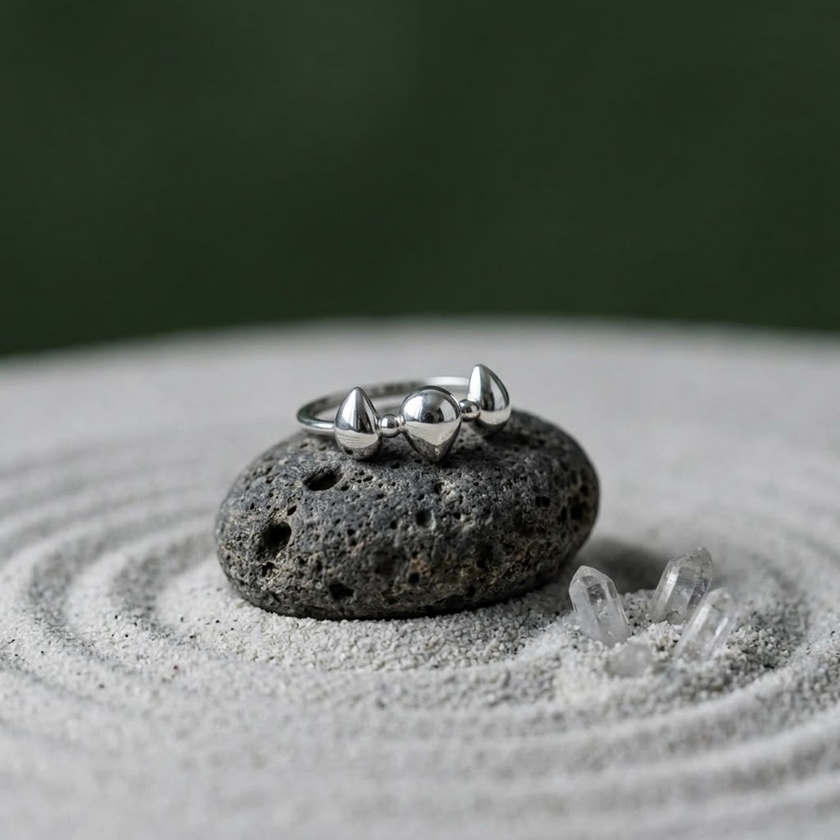 925 Sterling Silver Open Ring with Three Trillion-Cut Clear CZ Stones.