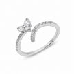 925 Sterling Silver Emerald-Cut Open Ring with Triple Round CZ Accent Stones