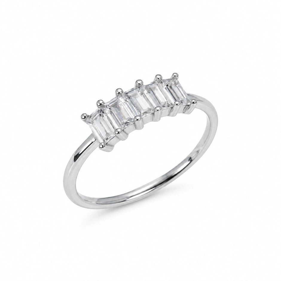 Triple Emerald CZ 925 Sterling Silver Ring for Women