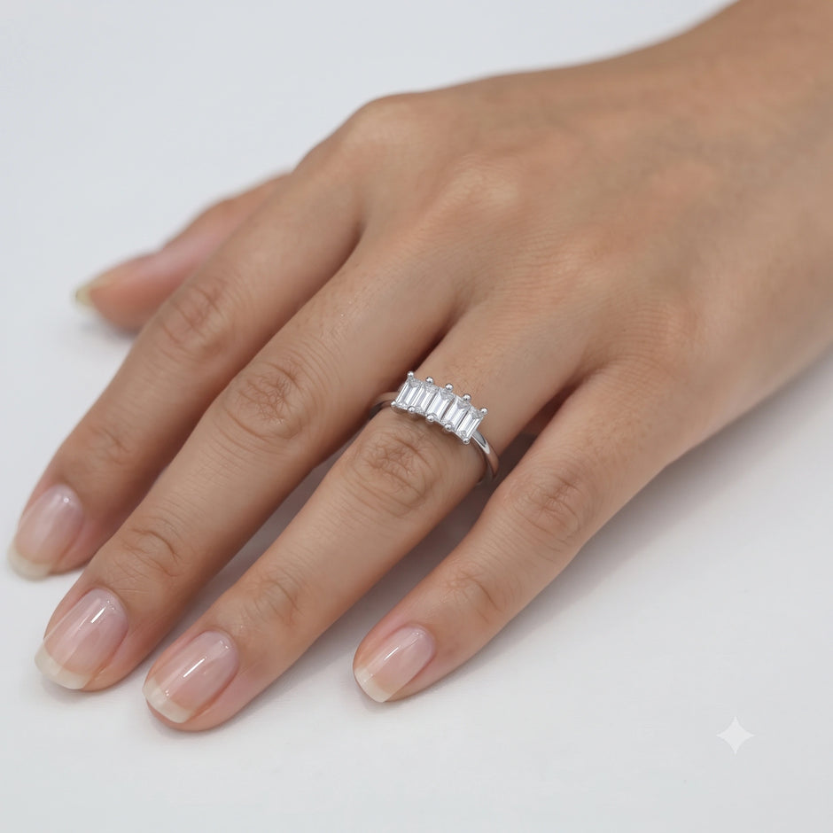 Triple Emerald CZ 925 Sterling Silver Ring for Women