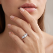 925 Sterling Silver Open Ring with Three Trillion-Cut Clear CZ Stones.