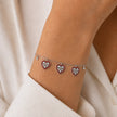 Triple Heart Charm 925 Sterling Silver Bracelet for Women