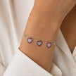 Triple Heart Charm 925 Sterling Silver Bracelet for Women