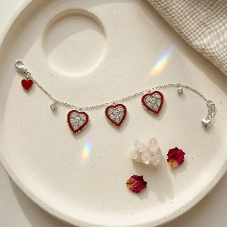 Triple Heart Charm 925 Sterling Silver Bracelet for Women